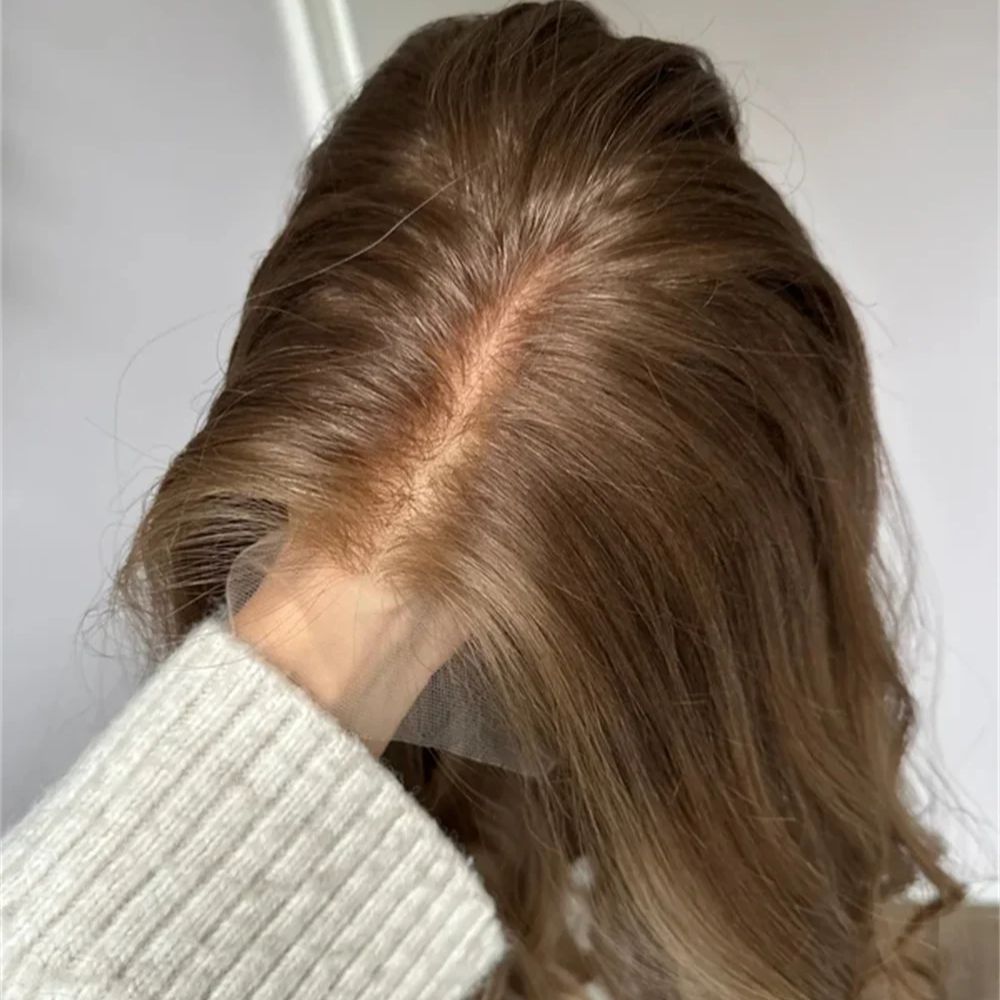 Hair Care Wavy Hair - Sıcak Kahverengi Röfleli Sentetik Ön Dantelli