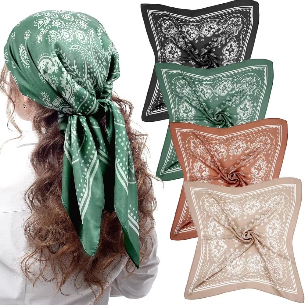 Hair Care Brand - Lüks Marka İpek Kare Paisley Eşarp